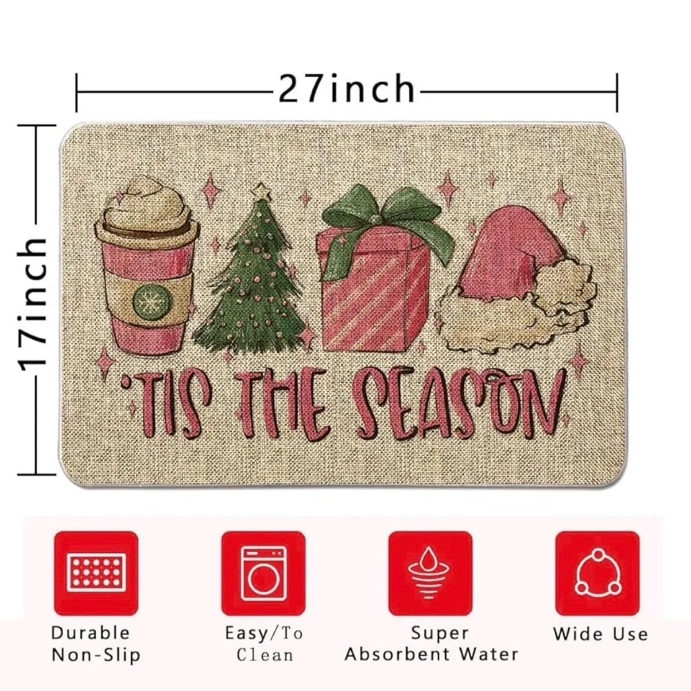 Festive Holiday Doormat with Seasonal Icons